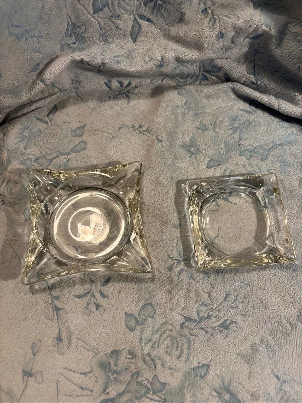Clear Glass Square Ash Trays - Elegant Home Accents set of 2